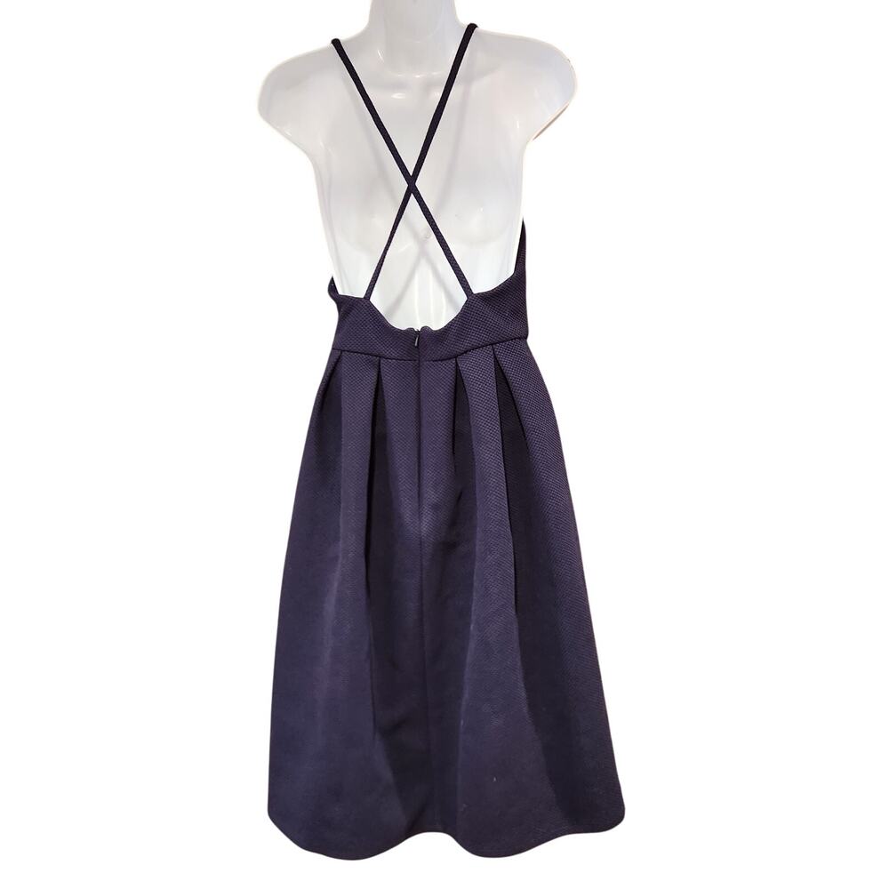 ASOS Navy Drip Waist Navy Dress‎ Criss Cross Back US Sz 6 - Picture 2 of 4
